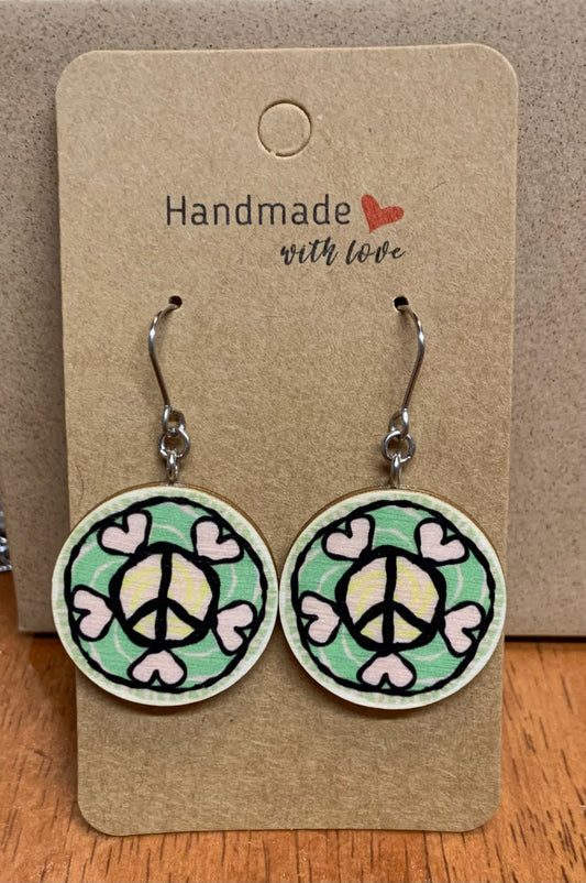 Mandala-korvikset: Peace & love